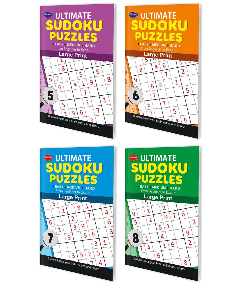     			Sawan Present Set Of 4 Ultimate Sudoku Puzzles | Easy, Medium, Hard 5 To 8 ( Large Print with Answers )