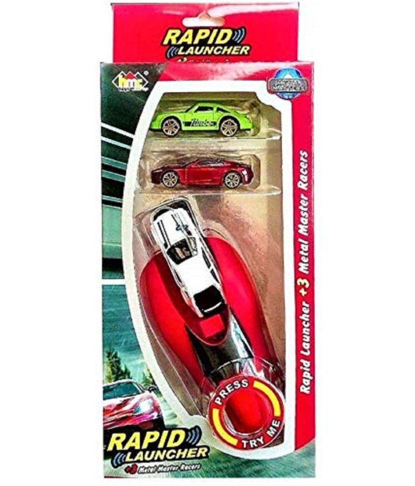     			VBE Rapid Launcher Play Set Toy with 3 Die Cast Metal Stunt Car for Kids (Multicolour)