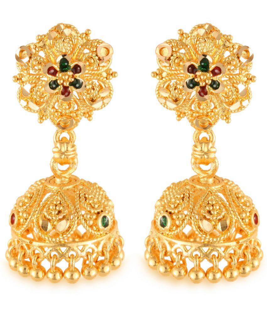     			VIVASTRI Golden Jhumki Earrings ( Pack of 1 )