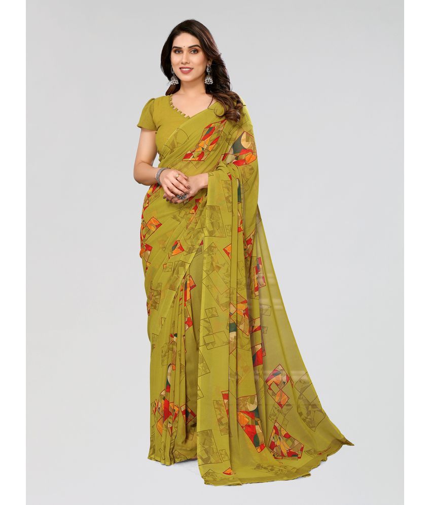     			ANAND SAREES Georgette Printed Saree With Blouse Piece - Green ( Pack of 1 )