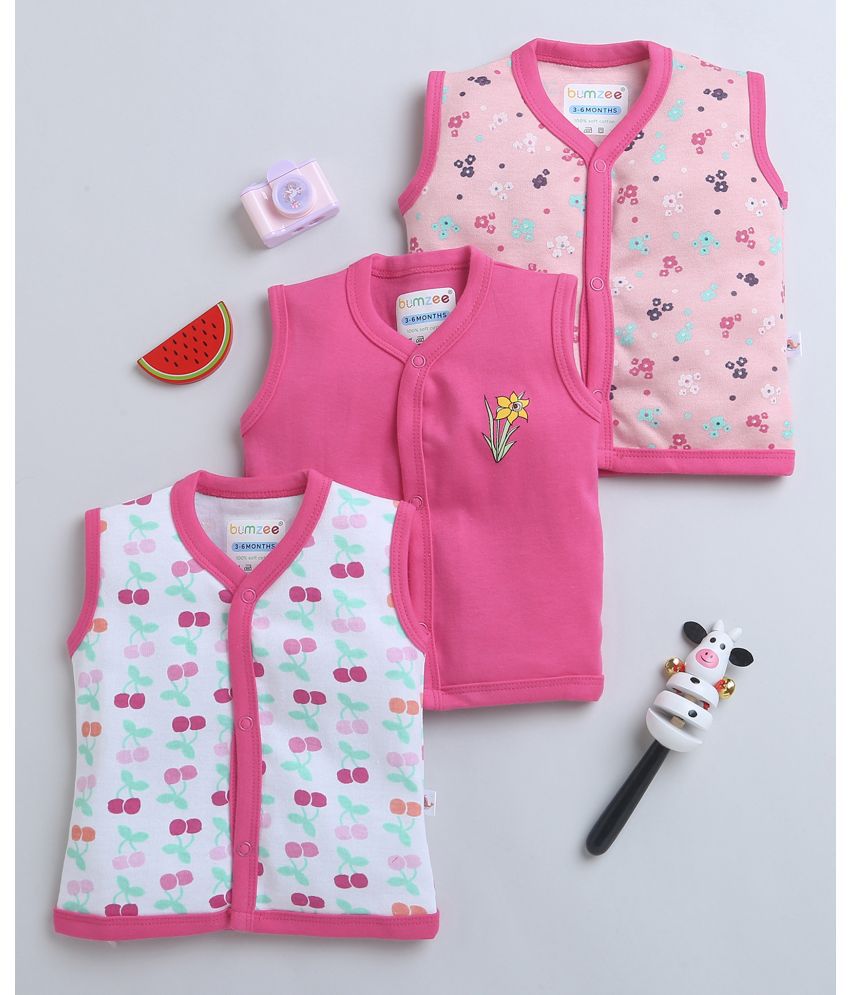     			BUMZEE Pink Baby Girl T-Shirt ( Pack of 3 )