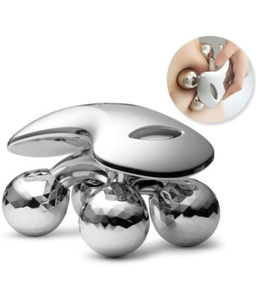     			DHSMART 4D Manual Roller Massager 360 Silver Polish Wax Roller Face Body Massager For Skin and Massage 1 no.s