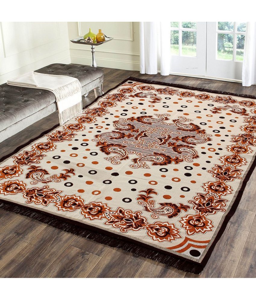     			HOMETALES Brown Poly Cotton Carpet Abstract 4x6 Ft