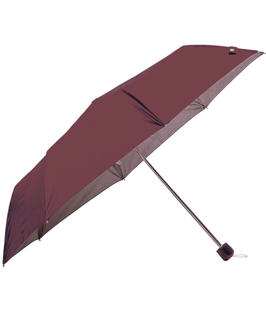     			Infispace Manual Umbrella For  Boys & Girls, UV-Rays Safe 23 Inch Large Size 3-Fold Solid Umbrella,Brown Color Umberallas For Sun & Rain