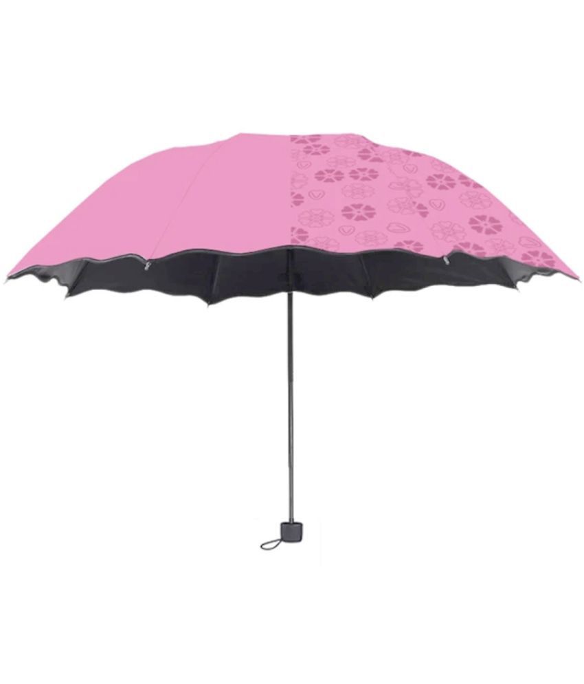    			Infispace Manual Umbrella For  Boys & Girls, UV-Rays Safe 23 Inch Large Size 3-Fold Color Changing Umbrella,Pink Color Umberallas For Sun & Rain
