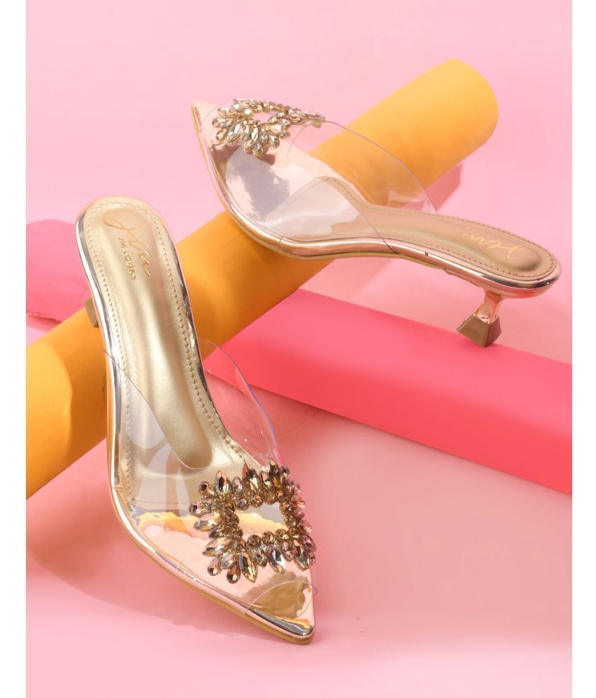     			JM Looks Gold Women's Sandal Heels