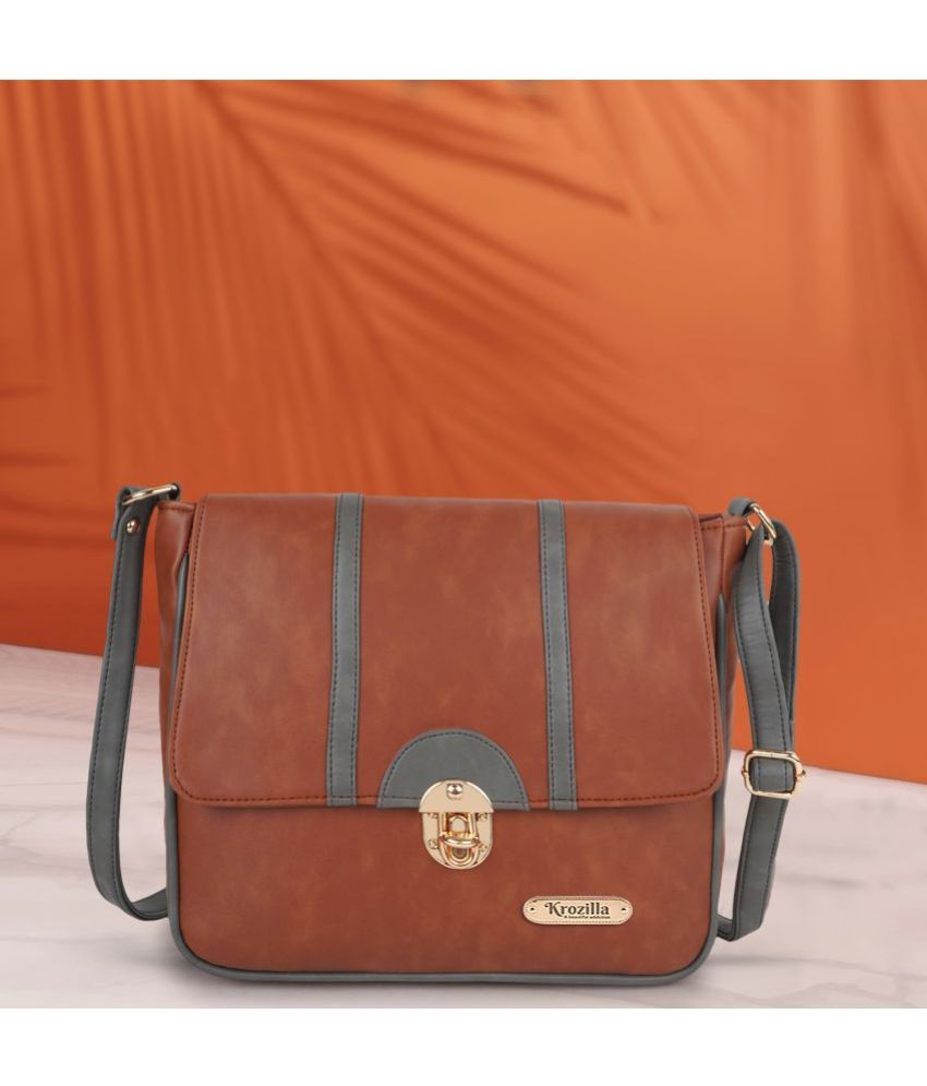     			Krozilla Rust PU Sling Bag