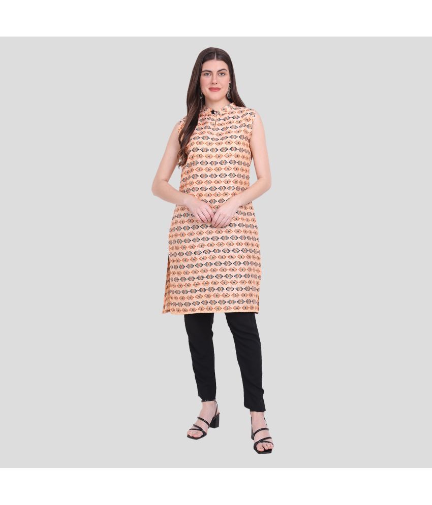     			PPTHEFASHIONHUB Rayon Printed Straight Women's Kurti - Peach ( Pack of 1 )