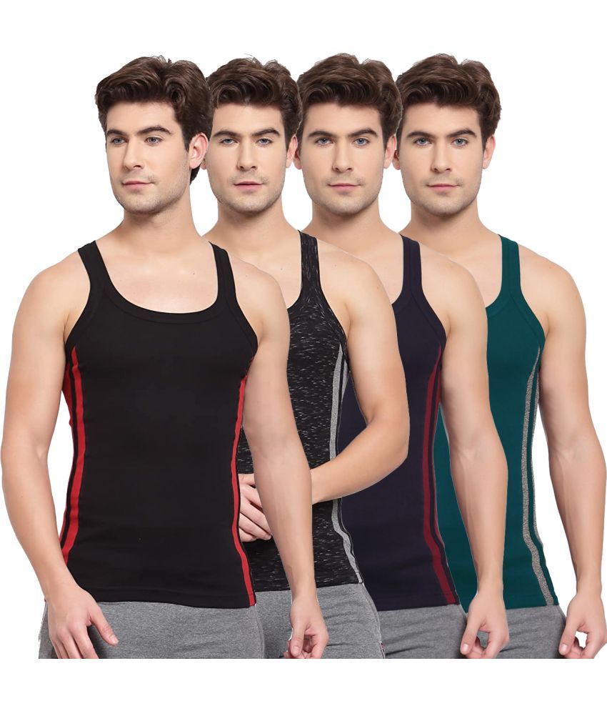     			SPORTO Multicolor Cotton Men's Vest ( Pack of 4 )