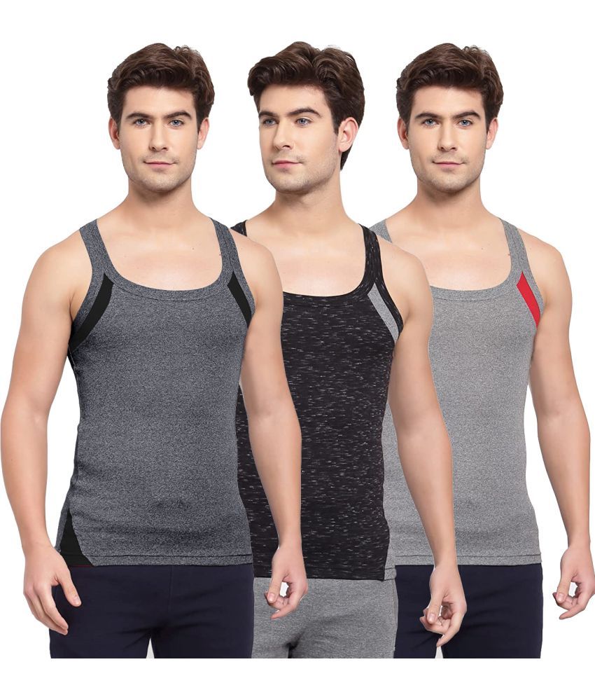     			SPORTO Multicolor Cotton Men's Vest ( Pack of 3 )