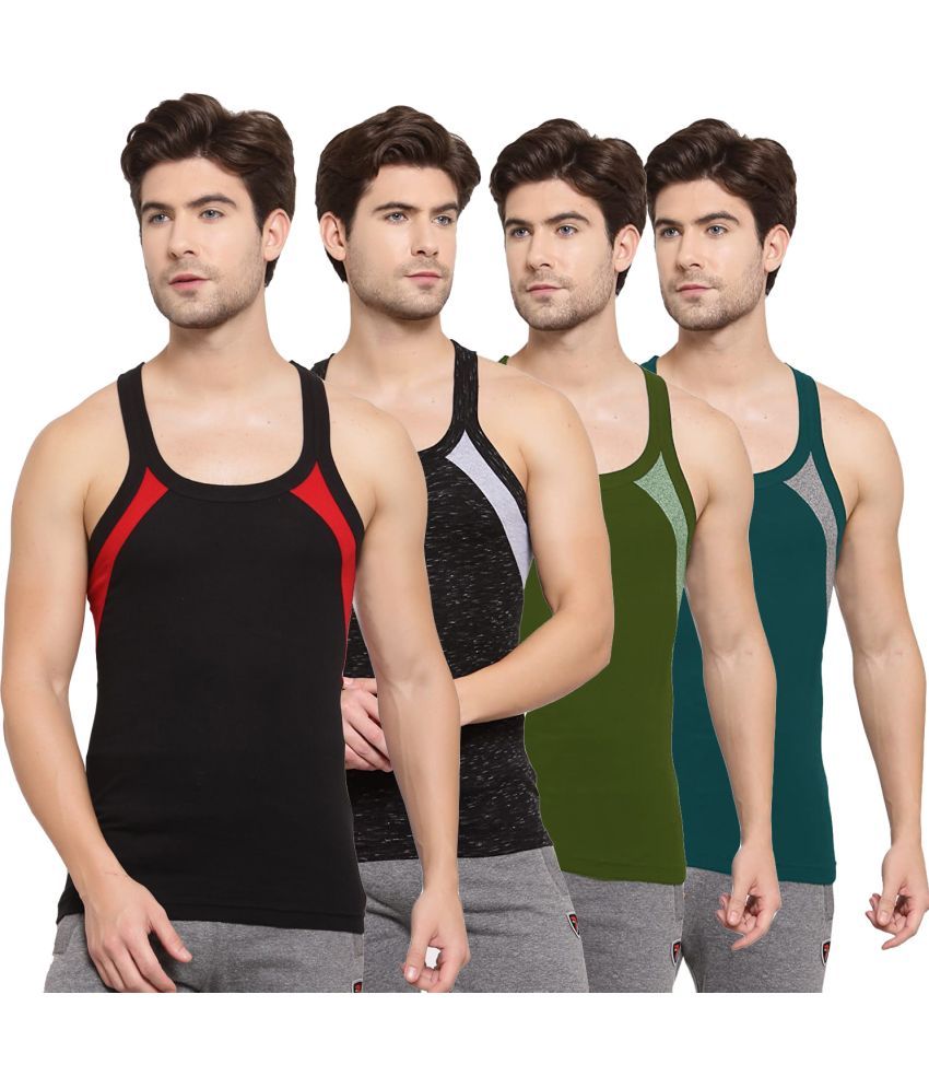     			SPORTO Multicolor Cotton Men's Vest ( Pack of 4 )