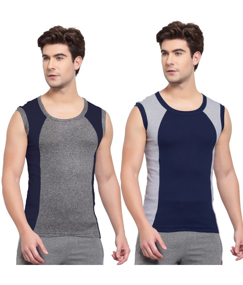     			SPORTO Multicolor Cotton Men's Vest ( Pack of 2 )