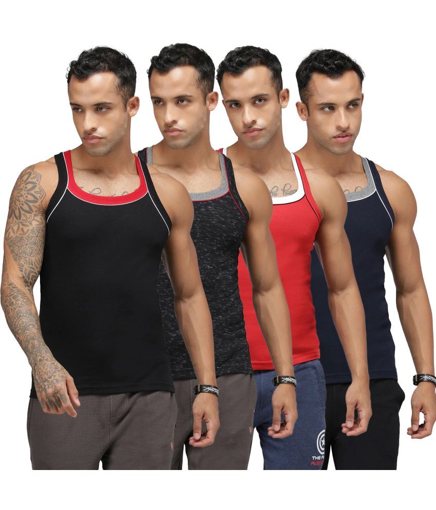     			SPORTO Multicolor Cotton Men's Vest ( Pack of 4 )