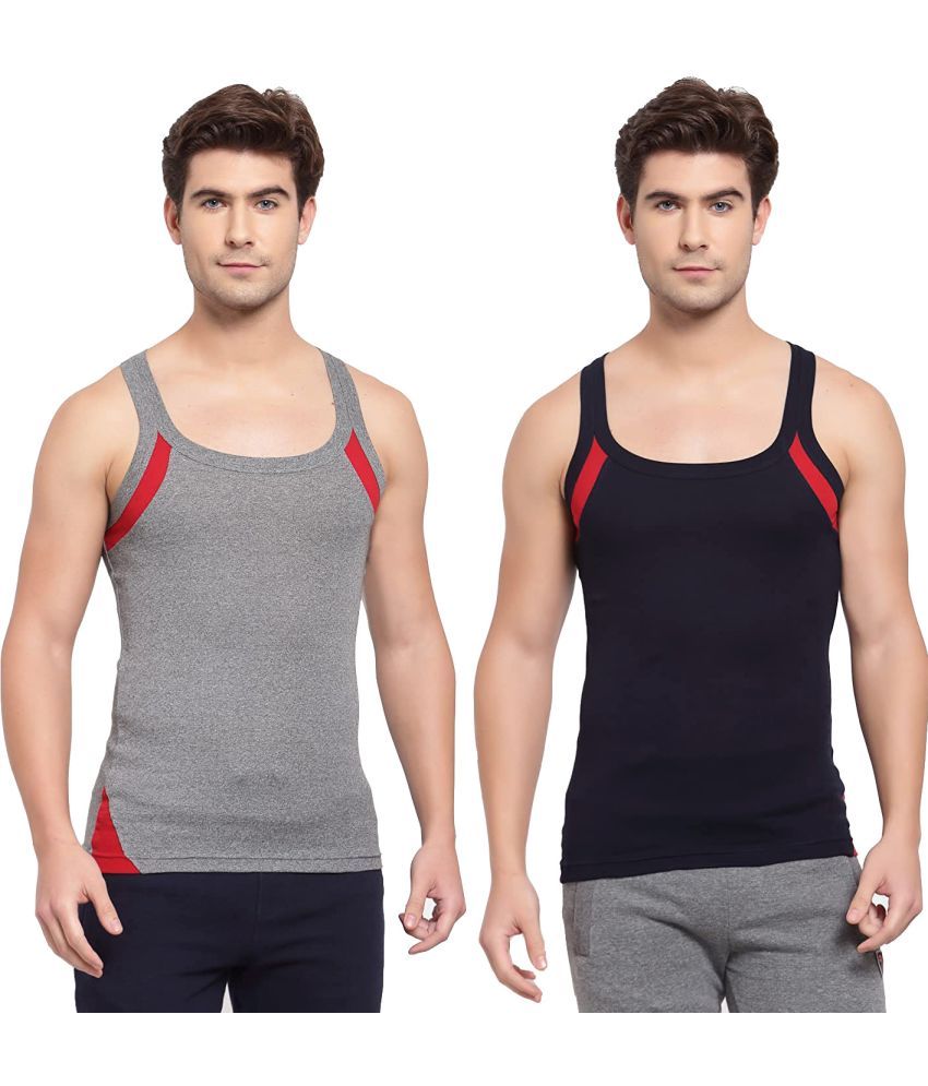     			SPORTO Multicolor Cotton Men's Vest ( Pack of 2 )