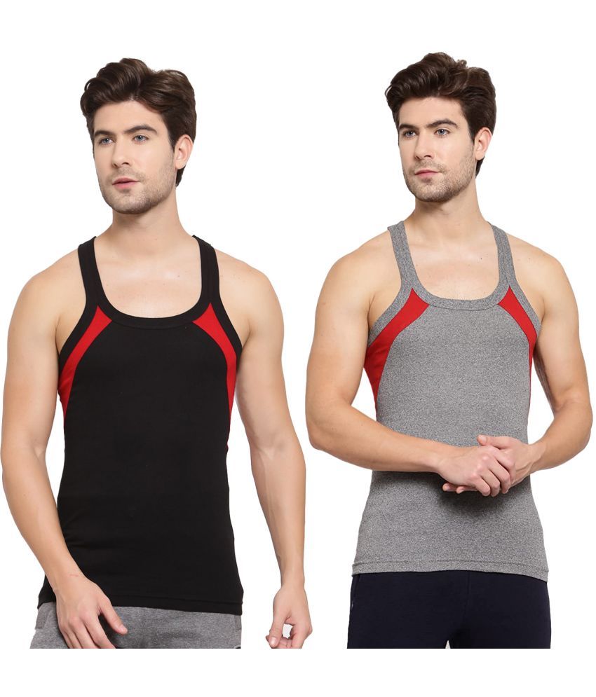     			SPORTO Multicolor Cotton Men's Vest ( Pack of 2 )