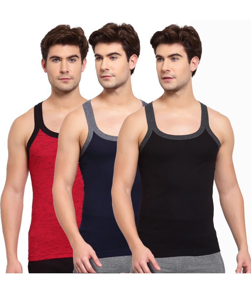     			SPORTO Multicolor Cotton Men's Vest ( Pack of 3 )