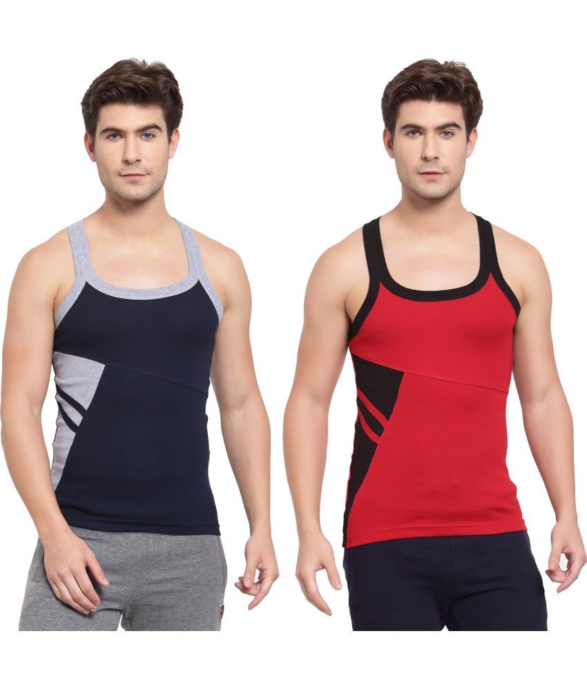     			SPORTO Multicolor Cotton Men's Vest ( Pack of 2 )