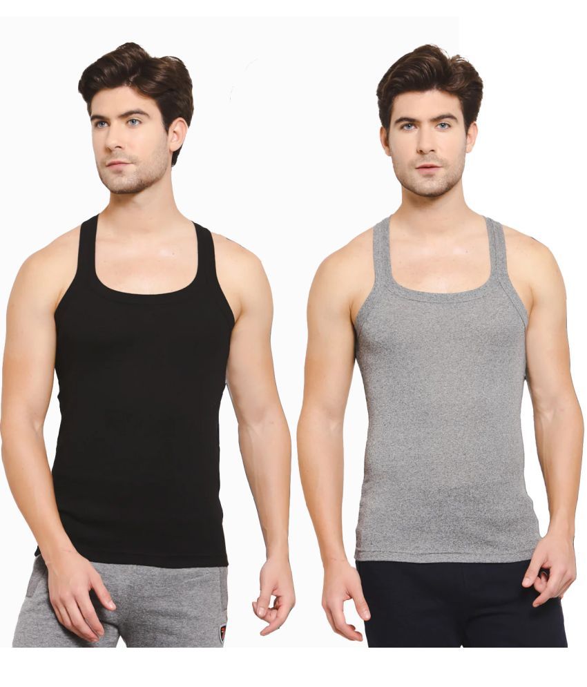     			SPORTO Multicolor Cotton Men's Vest ( Pack of 2 )