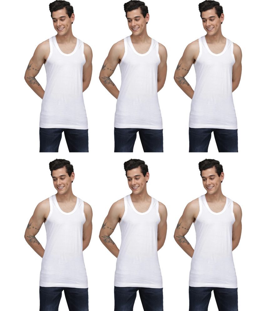     			SPORTO White Cotton Men's Vest ( Pack of 6 )