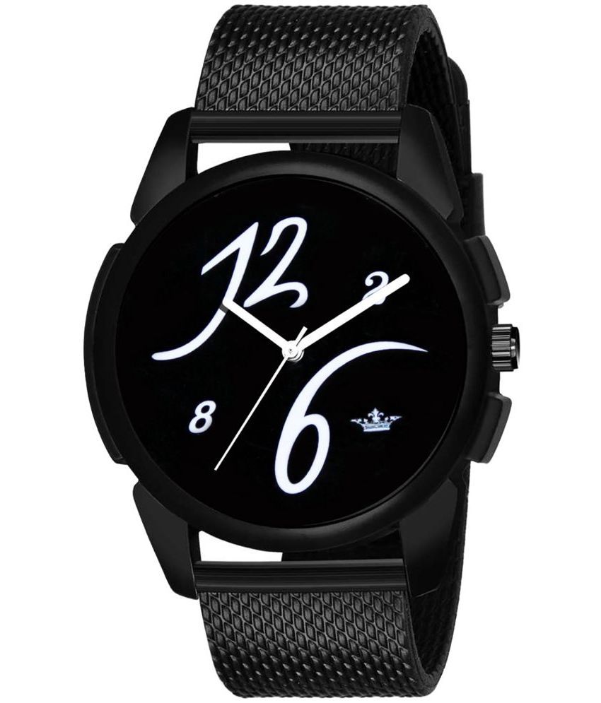     			Lorem Black Leather Analog Men's Watch