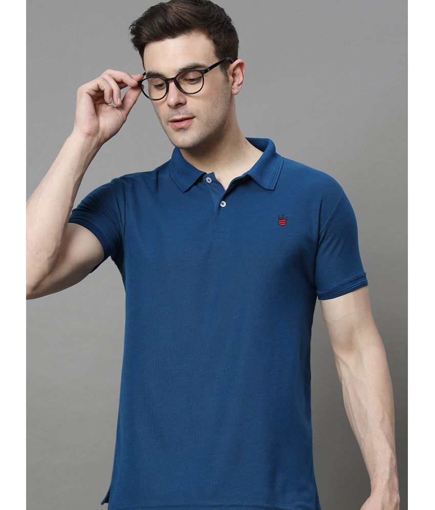    			R.ARHAN PREMIUM Cotton Blend Regular Fit Solid Half Sleeves Men's Polo T Shirt - Blue ( Pack of 1 )