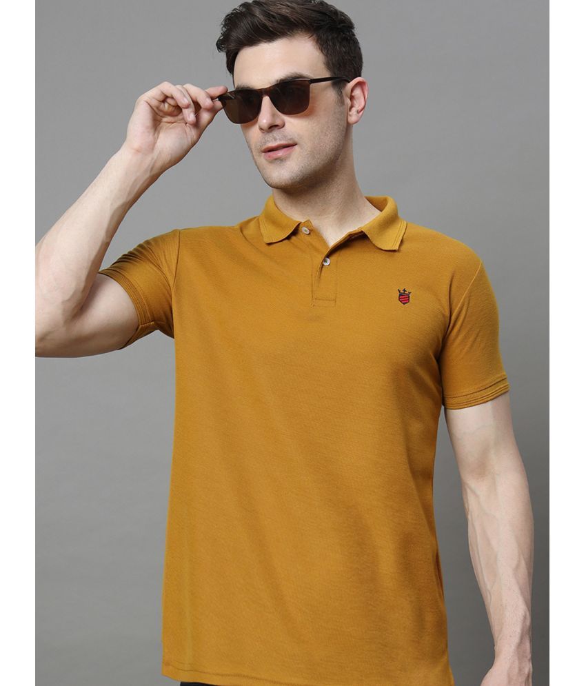     			R.ARHAN PREMIUM Cotton Blend Regular Fit Solid Half Sleeves Men's Polo T Shirt - Yellow ( Pack of 1 )