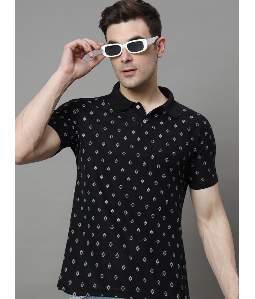     			R.ARHAN PREMIUM Cotton Blend Regular Fit Printed Half Sleeves Men's Polo T Shirt - Black ( Pack of 1 )