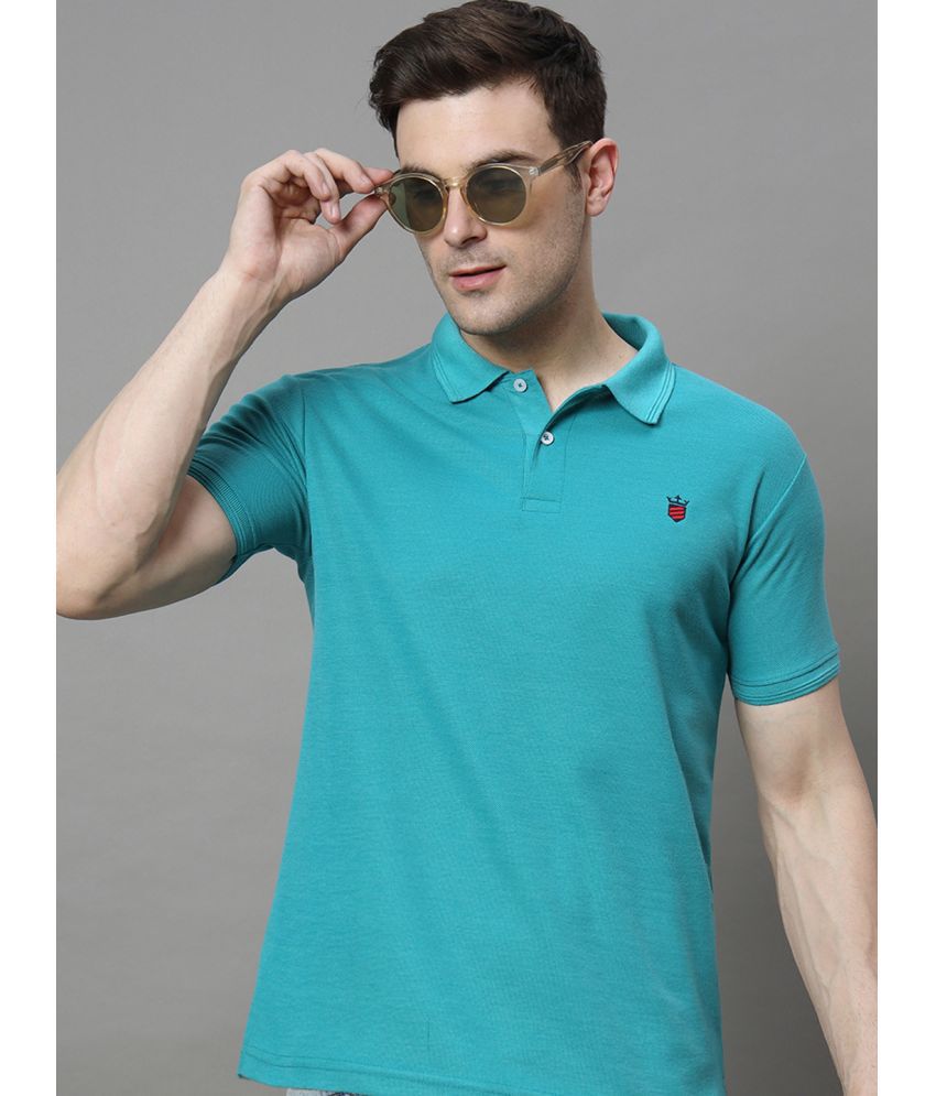     			R.ARHAN PREMIUM Cotton Blend Regular Fit Solid Half Sleeves Men's Polo T Shirt - Teal Blue ( Pack of 1 )
