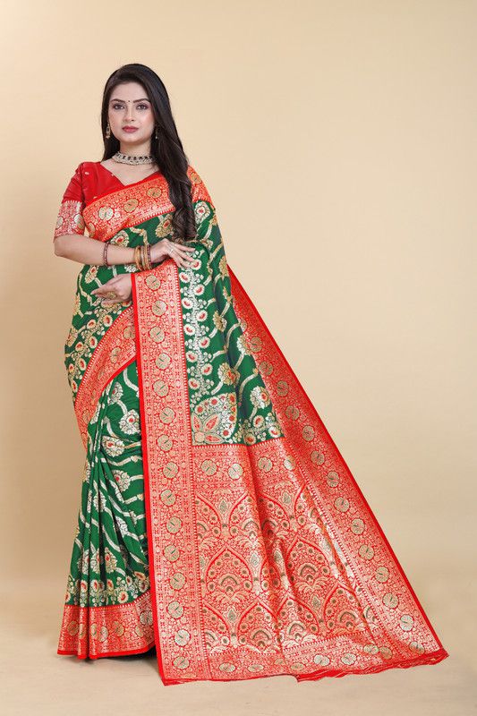     			Sanwariya Silks Silk Embellished Saree With Blouse Piece - LightGreen ( Pack of 1 )