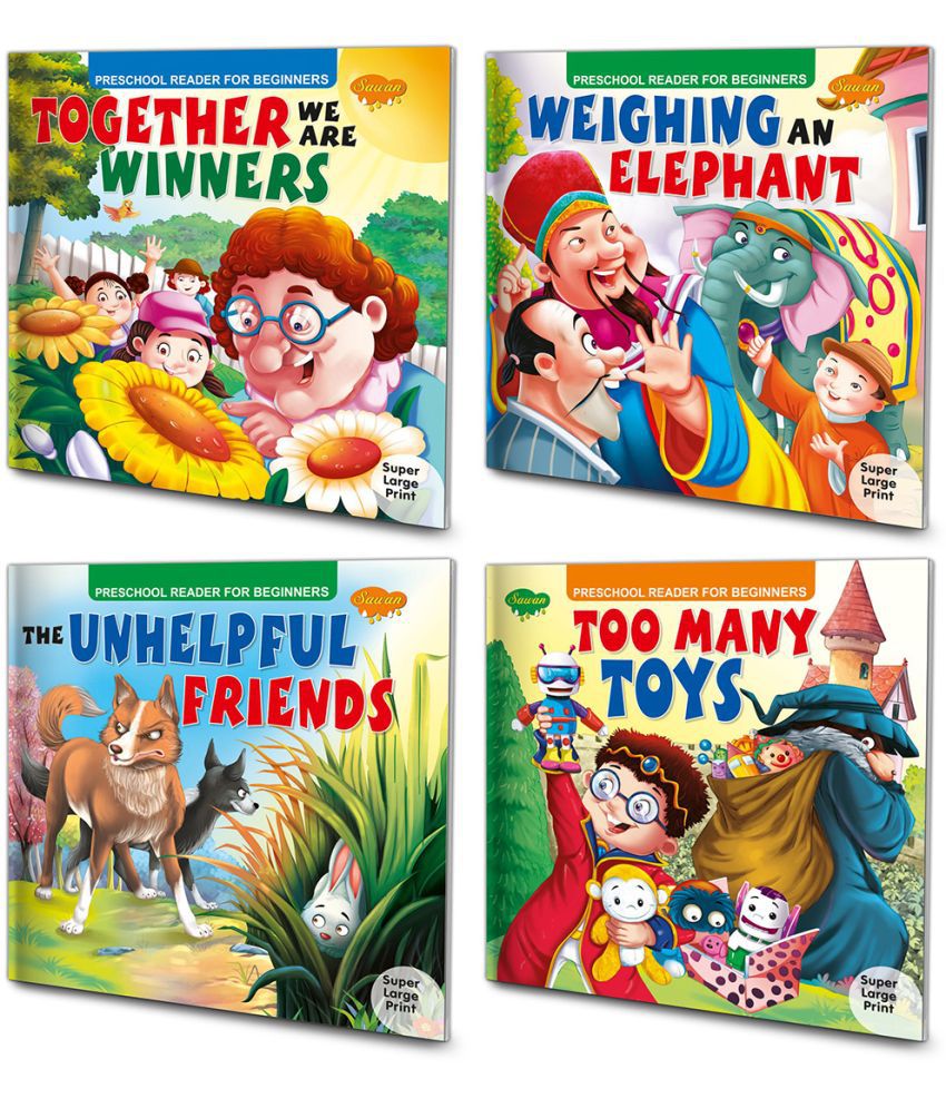     			Sawan Story Books For Beginners & Early Readers Pack Of 4 Books (Together We Are Winners, Too Many Toys, Unhelpful Friend, Weighing An Elephant) (Paperback, Manoj Publications Editorial Board)