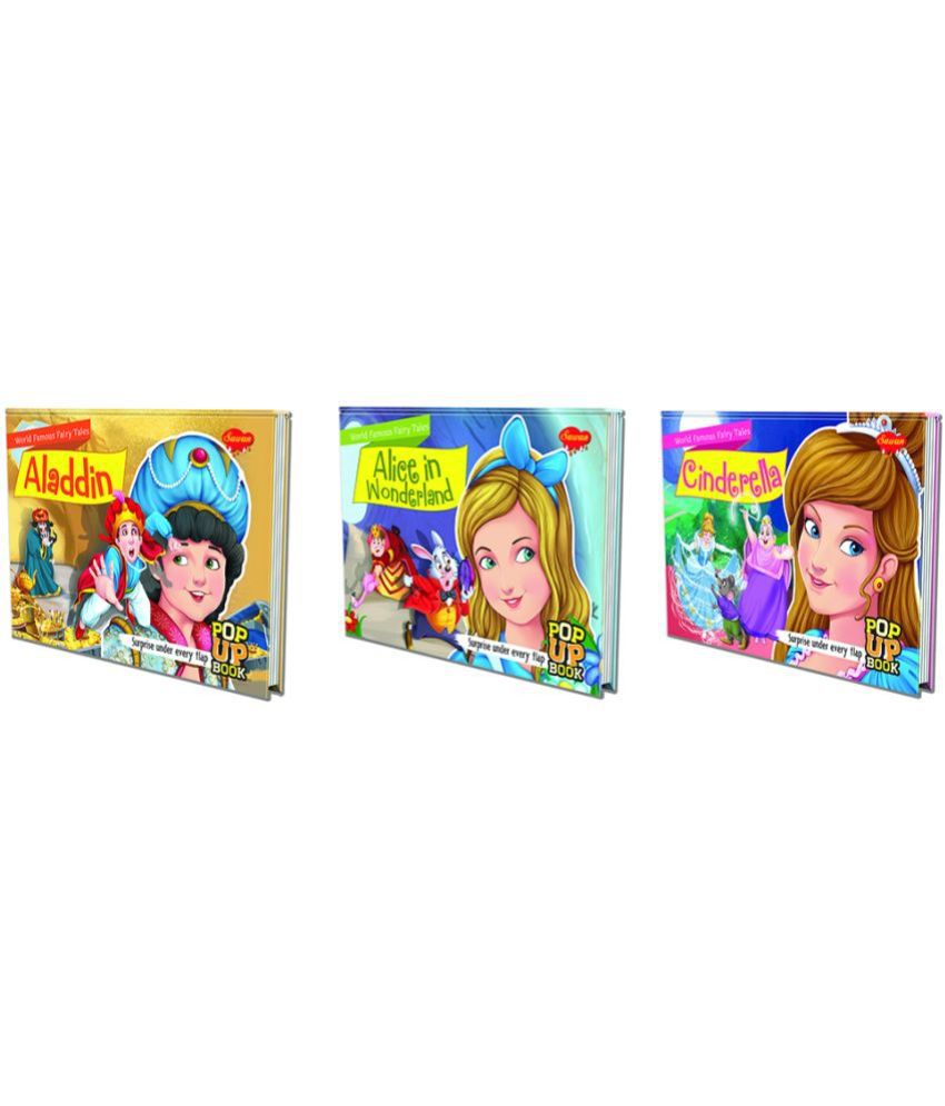     			Set of 3 POP UP books World Famous Fairy Tales | Aladdin, Alice in Wonderland and Cinderella| Triple Fun filled fantasy Bundle