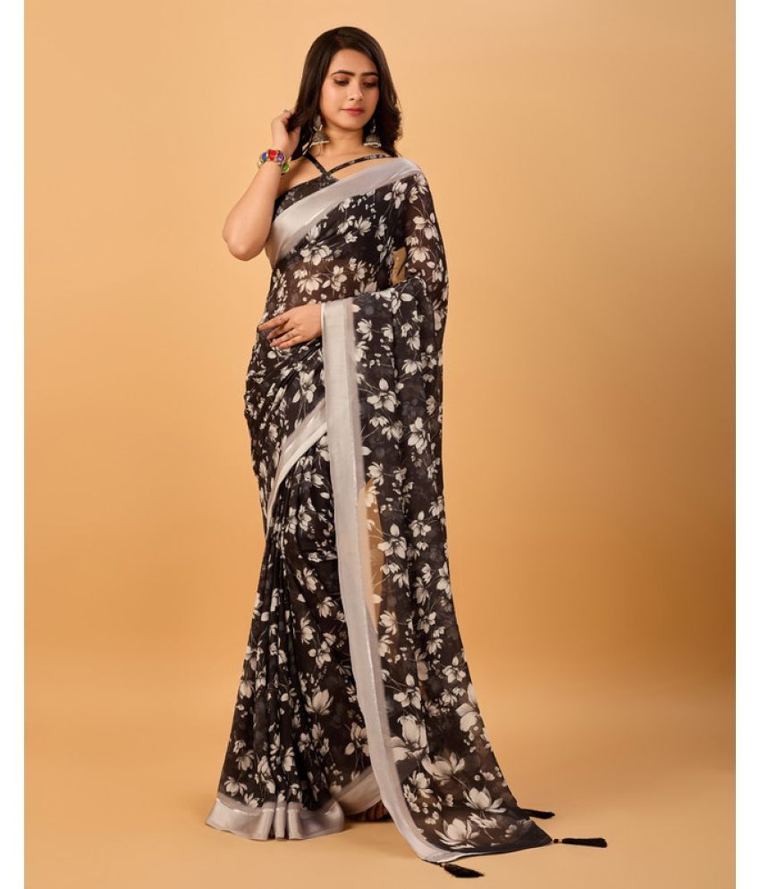     			Sitanjali Lifestyle Organza Printed Saree With Blouse Piece - Off White ( Pack of 1 )