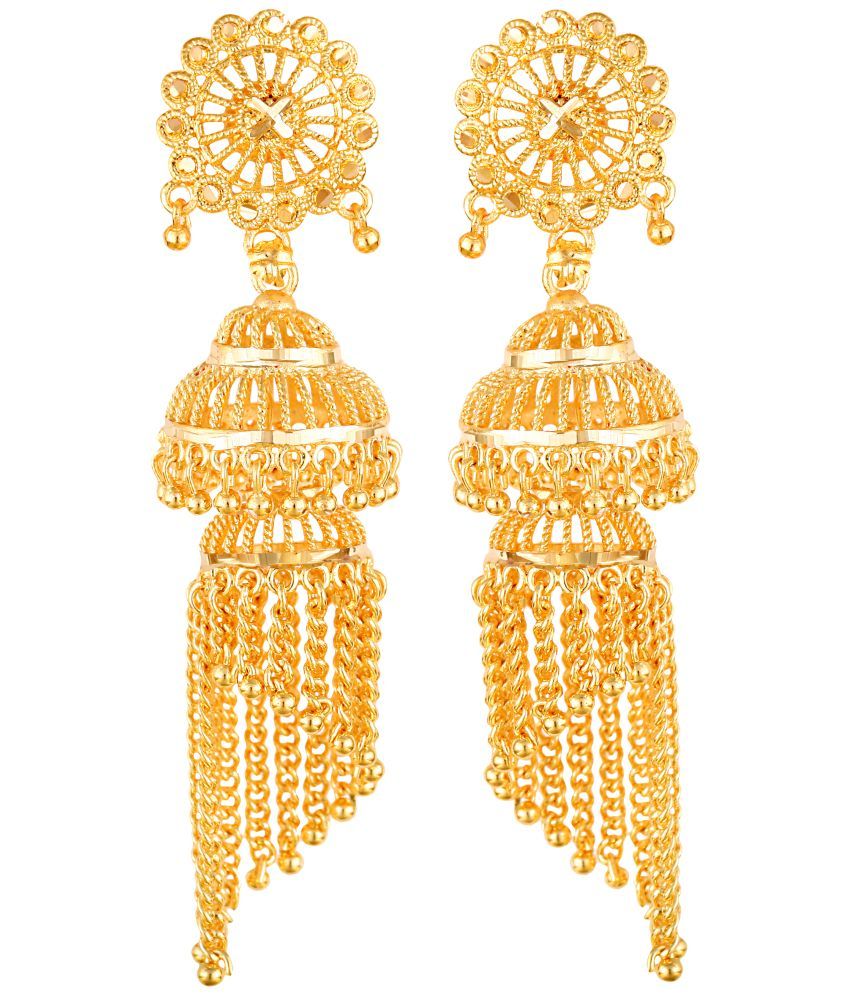     			VIVASTRI Golden Jhumki Earrings ( Pack of 1 )