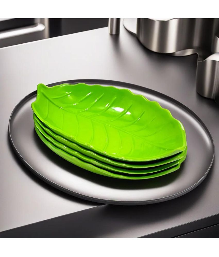     			kitchrox 4 Pcs Melamine Light Green Platter