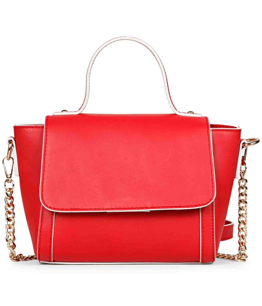     			FAVORE Red Pure Leather Sling Bag