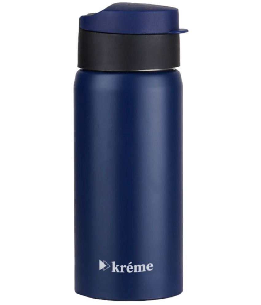     			KREME Kreme 400 ml Bottle (Pack of 1, Blue, Steel) Blue Steel Water Bottle 400 mL ( Set of 1 )