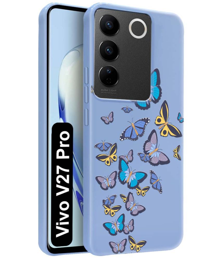     			NBOX Blue Printed Back Cover Silicon Compatible For Vivo V27 Pro 5G ( Pack of 1 )