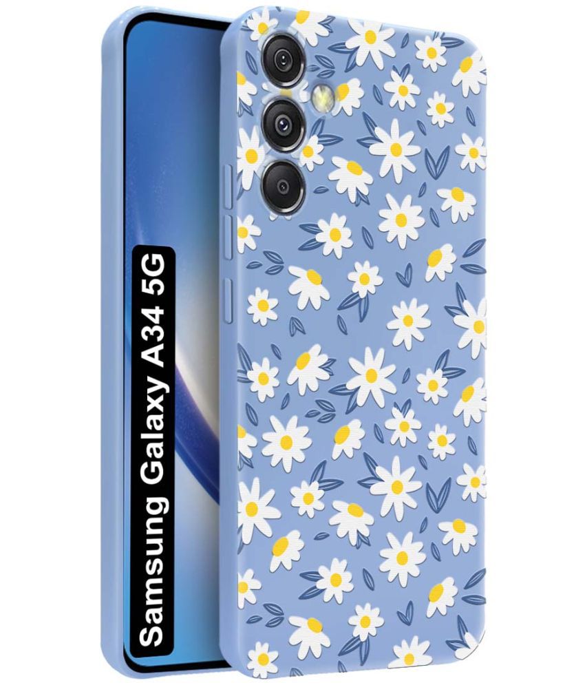     			NBOX Blue Printed Back Cover Silicon Compatible For Samsung Galaxy A34 5G ( Pack of 1 )