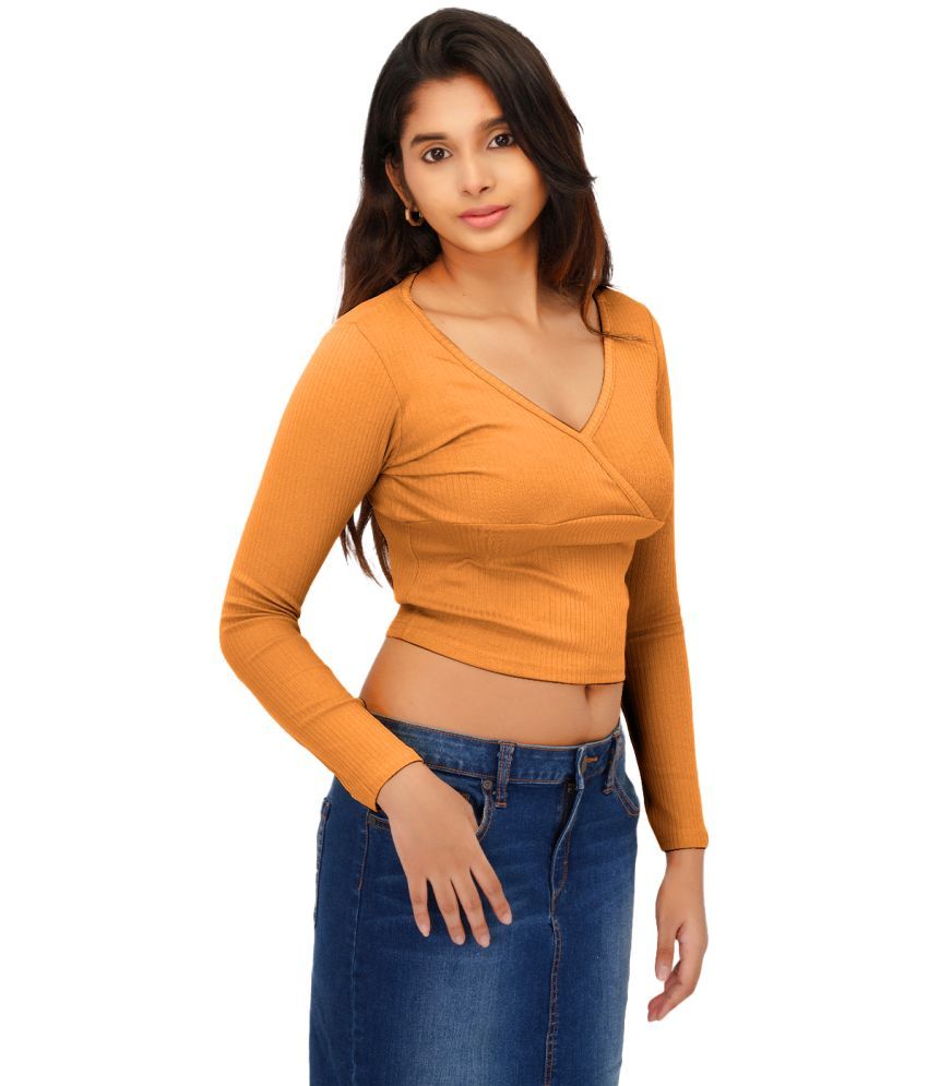     			Radprix Orange Cotton Blend Women's Crop Top ( Pack of 1 )