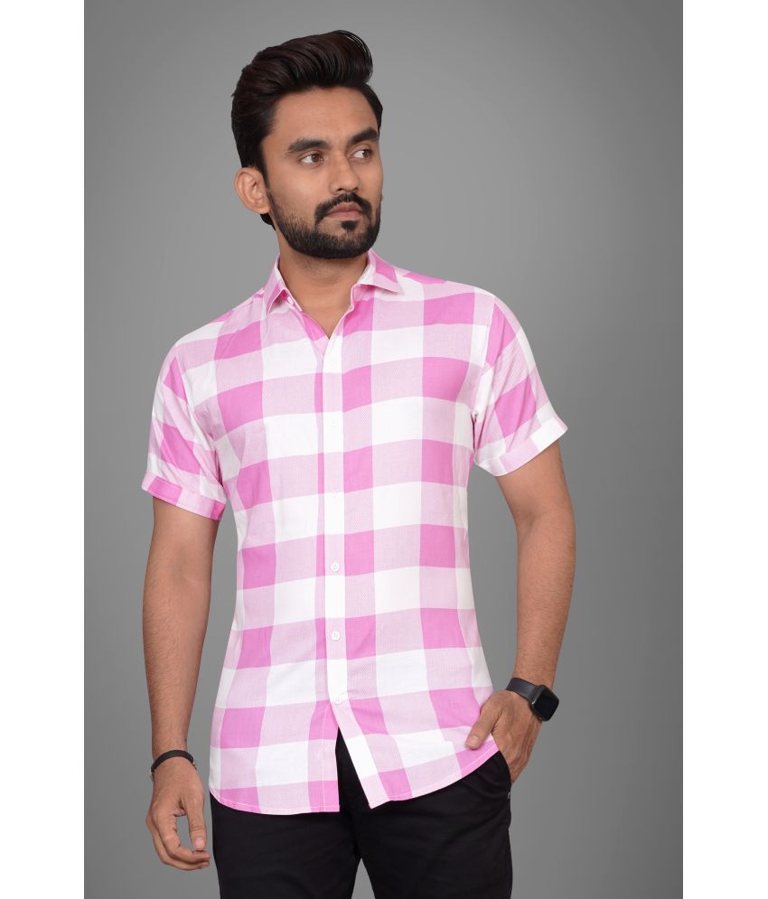    			SUR-T Viscose Slim Fit Printed Half Sleeves Men's Casual Shirt - Pink ( Pack of 1 )