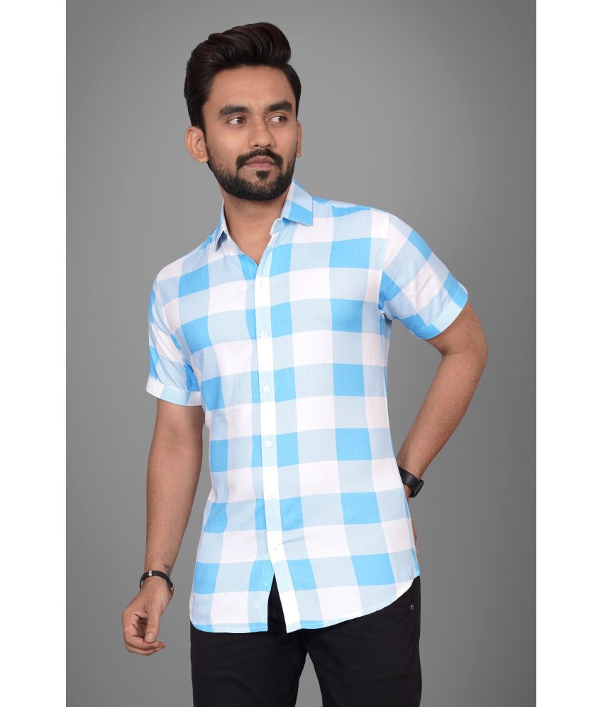     			SUR-T Viscose Slim Fit Printed Half Sleeves Men's Casual Shirt - Turquoise ( Pack of 1 )