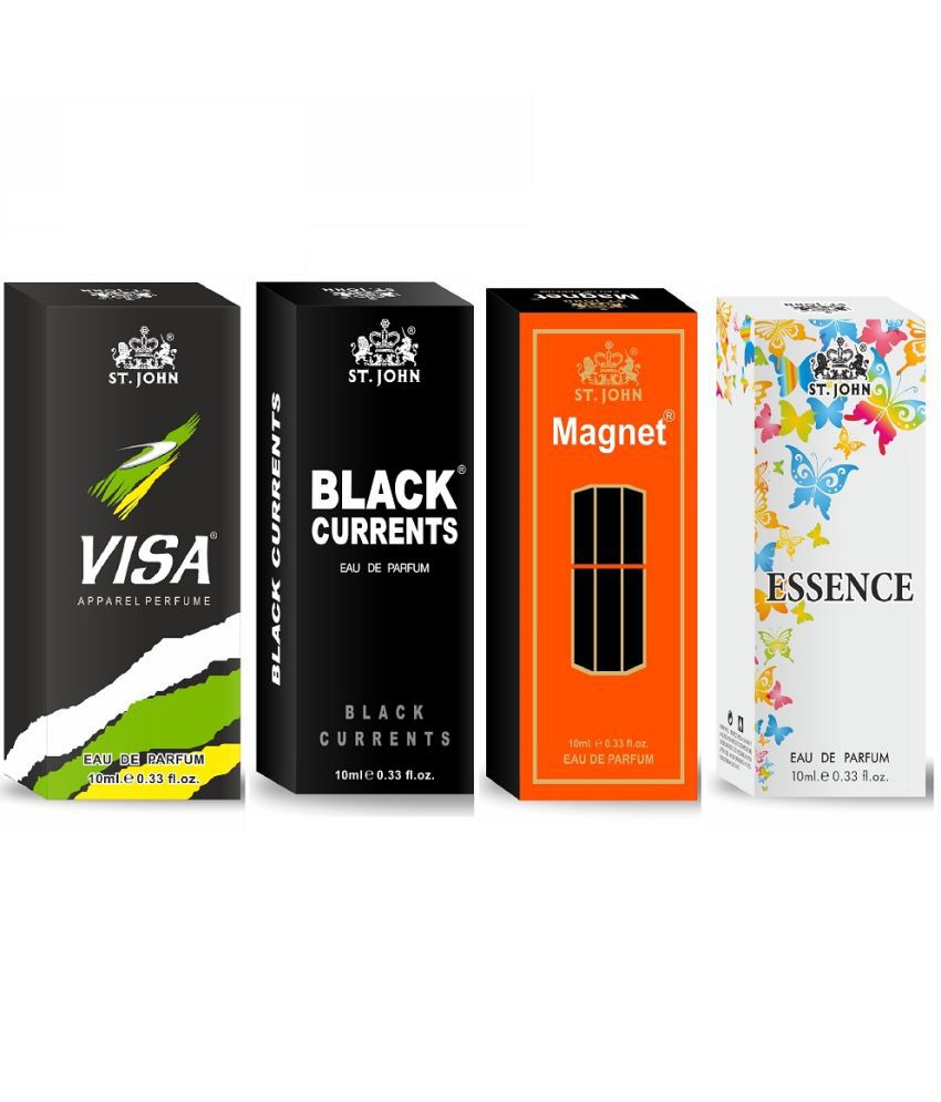    			St. John Black Curret,Magnet,Visa & Essance Pocket Perfume for Men 10 ml ( Pack of 4 )