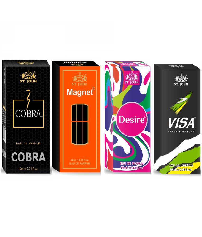     			St. John Cobra,Magnet,Desire & Visa 10ml Each Pocket Perfume for Men 10 ml ( Pack of 4 )