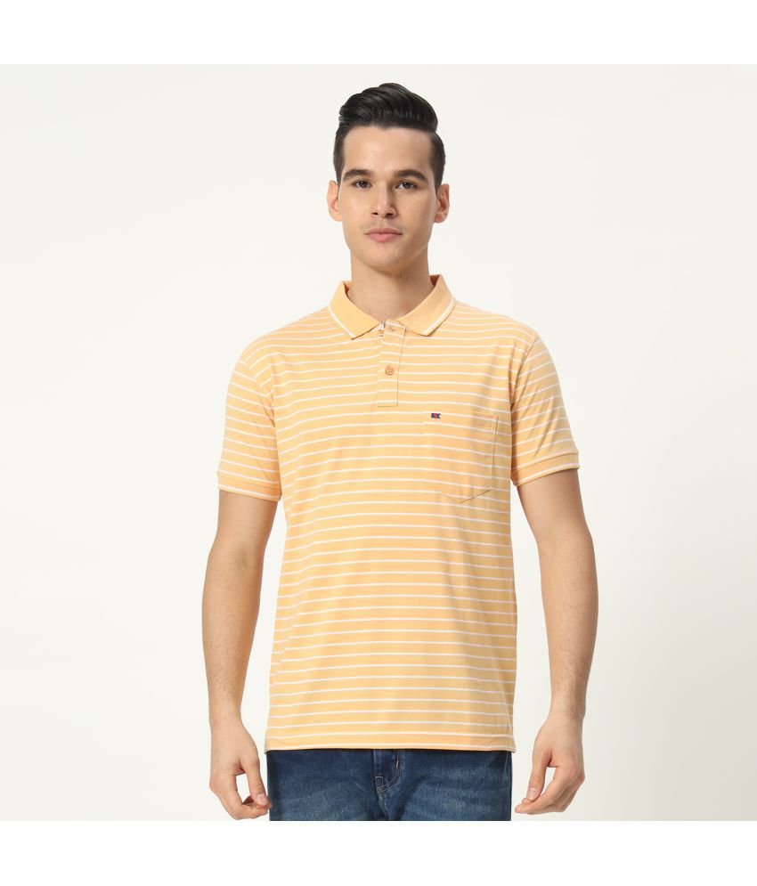     			TAB91 Cotton Blend Regular Fit Striped Half Sleeves Men's Polo T Shirt - Yellow ( Pack of 1 )