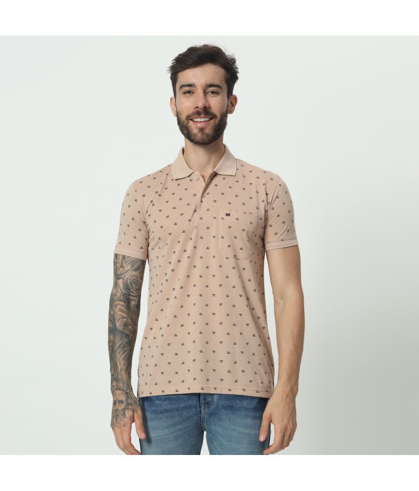     			TAB91 Cotton Blend Regular Fit Printed Half Sleeves Men's Polo T Shirt - Beige ( Pack of 1 )
