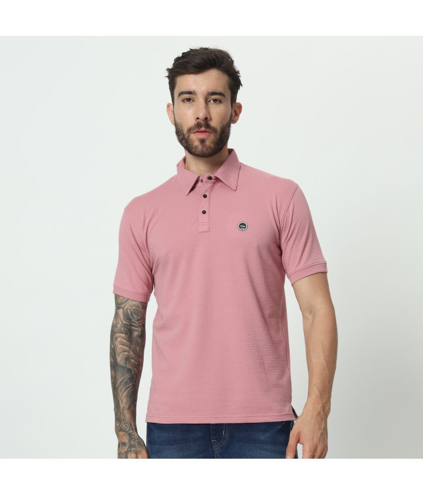     			TAB91 Cotton Blend Regular Fit Self Design Half Sleeves Men's Polo T Shirt - Peach ( Pack of 1 )