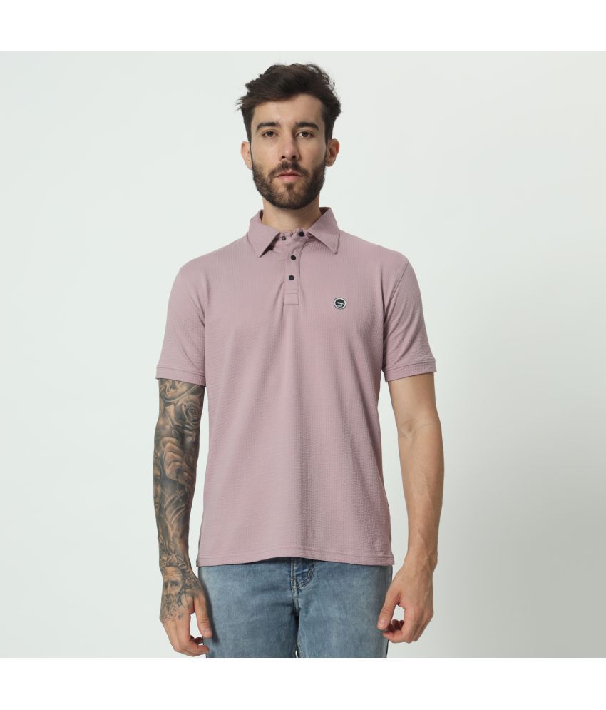     			TAB91 Cotton Blend Regular Fit Self Design Half Sleeves Men's Polo T Shirt - Purple ( Pack of 1 )