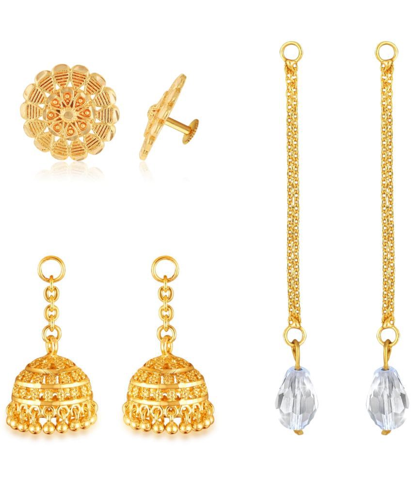     			VIVASTRI Golden Stud Earrings ( Pack of 3 )