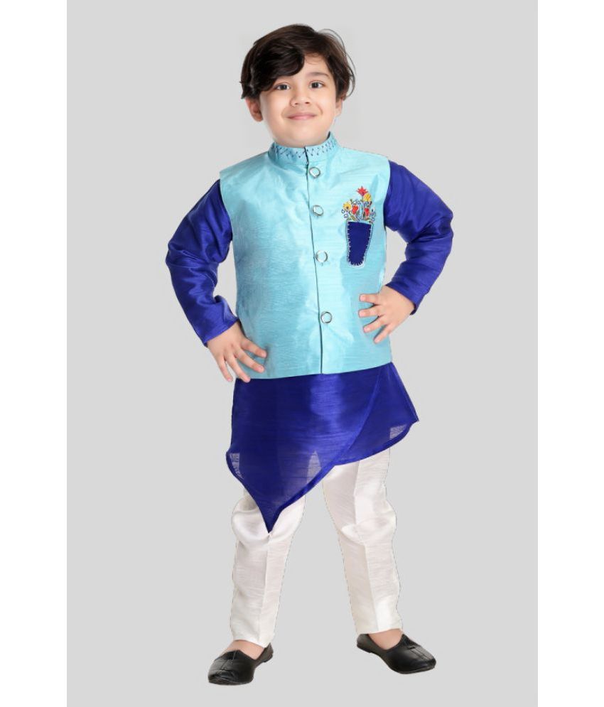     			s muktar garments Turquoise Silk Boys Kurta Sets ( Pack of 1 )