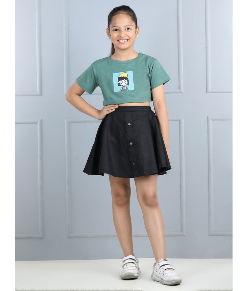     			Aww Hunnie - Green Cotton Girls A-Line Skirt ( Pack of 1 )